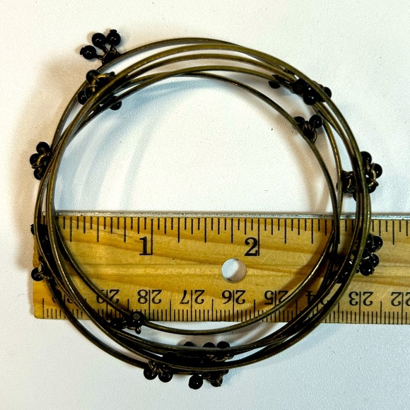 Vintage Brass and Black Glass Beads Dangles Set of Five - Picture 5 of 5